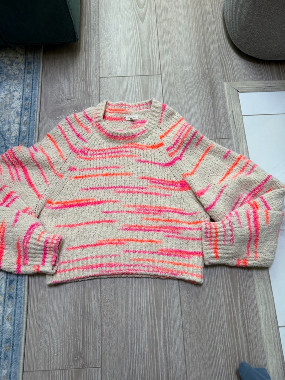 Anthropologie Pilcro Balloon-Sleeve Crew-Neck Sweater Multicolor Boho Casual - Picture 2 of 5